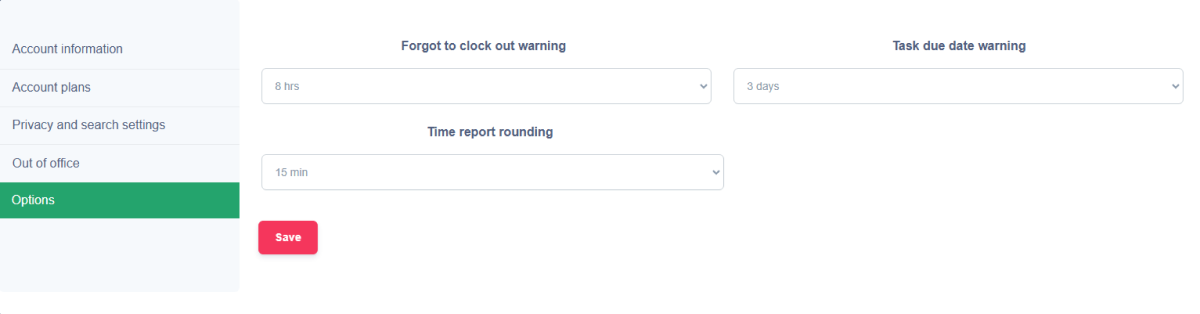 Setting the forgot-to-clock-out reminder in TimeCatchApp